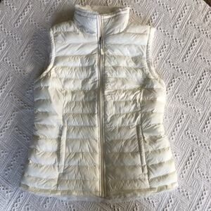 Heat Keep White Fur Lined Puffer Vest Small Packable Gorpcore Minimalist
